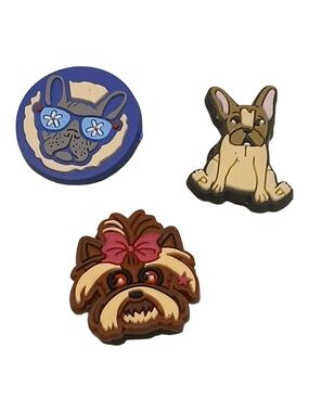 Jibbitz Dog Shoe Charms in Blue, Tan, Brown & Pink